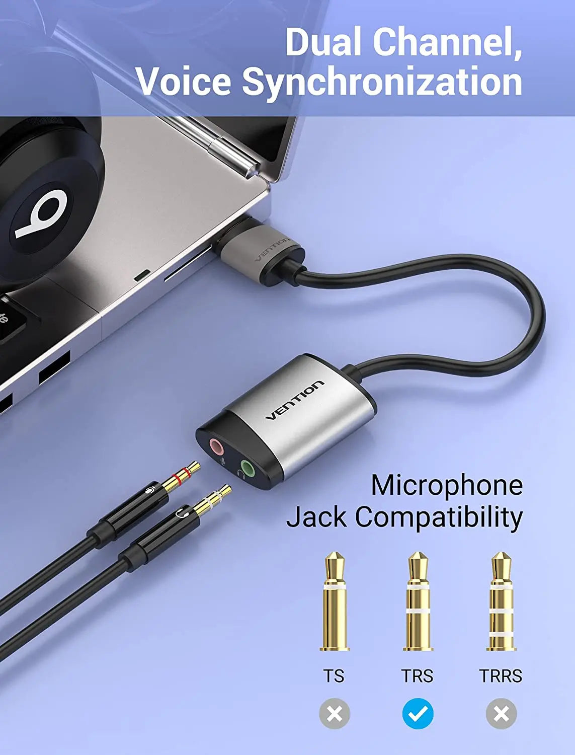 Vention USB External Sound Card 0.15M Gray Metal Type - Vention