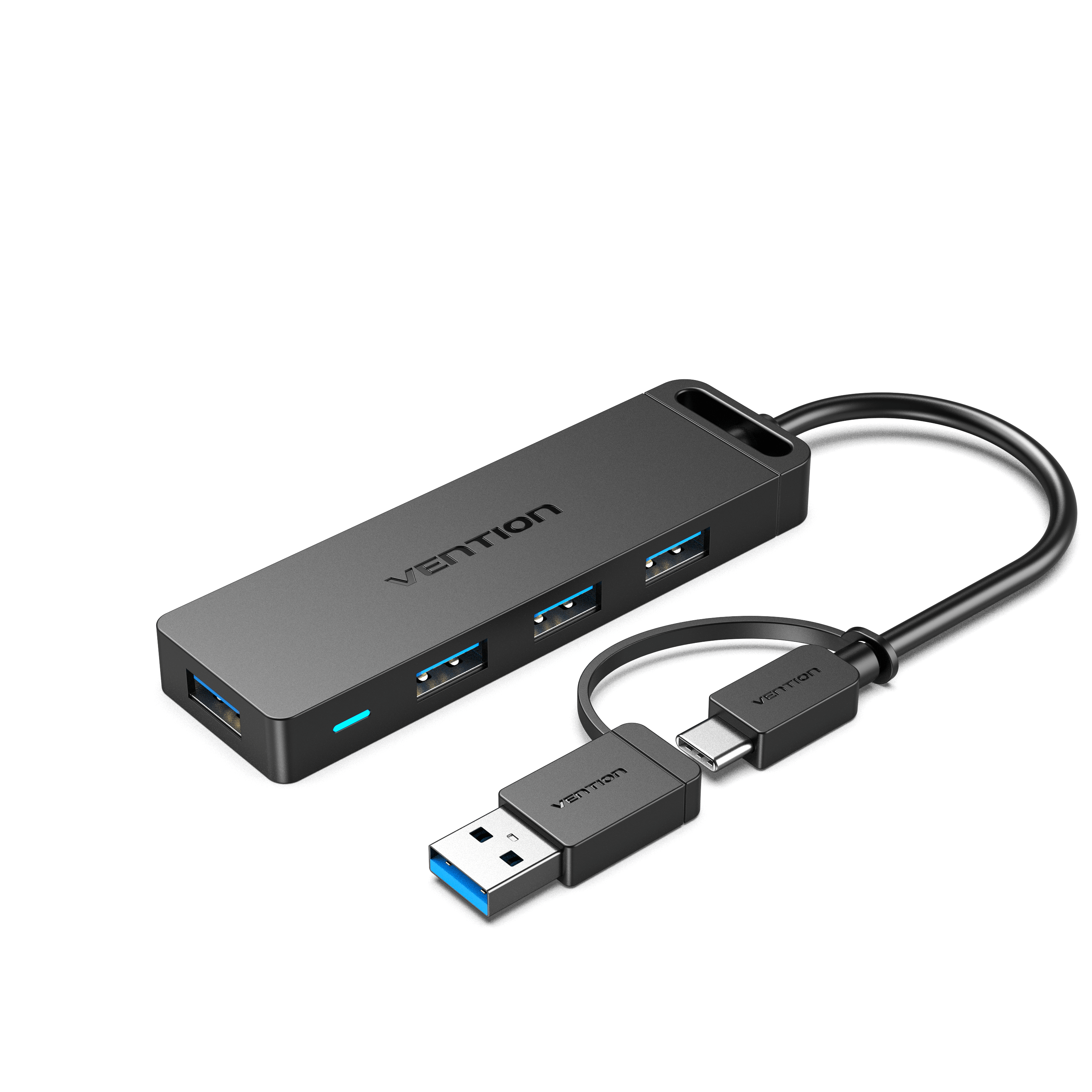 Vention USB Hub USB3.0 & USB-C 2-in-1 Interface to 4 Ports USB 3.0 Hub Hight Speed 5 Gbps Mirco-USB for PC Laptop