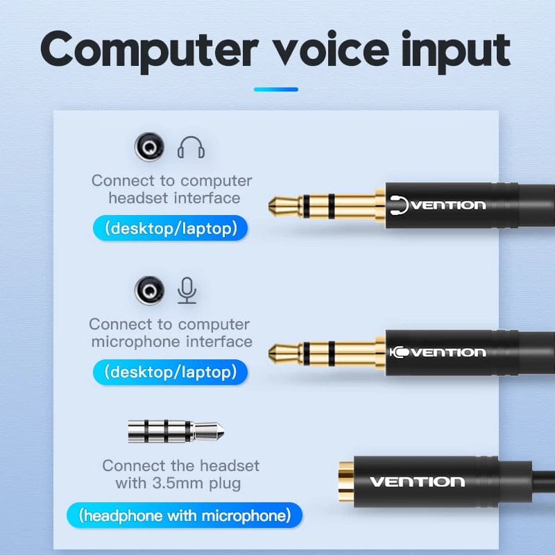 VENTION 0.3m 2 in 1 3.5mm Audio Cable