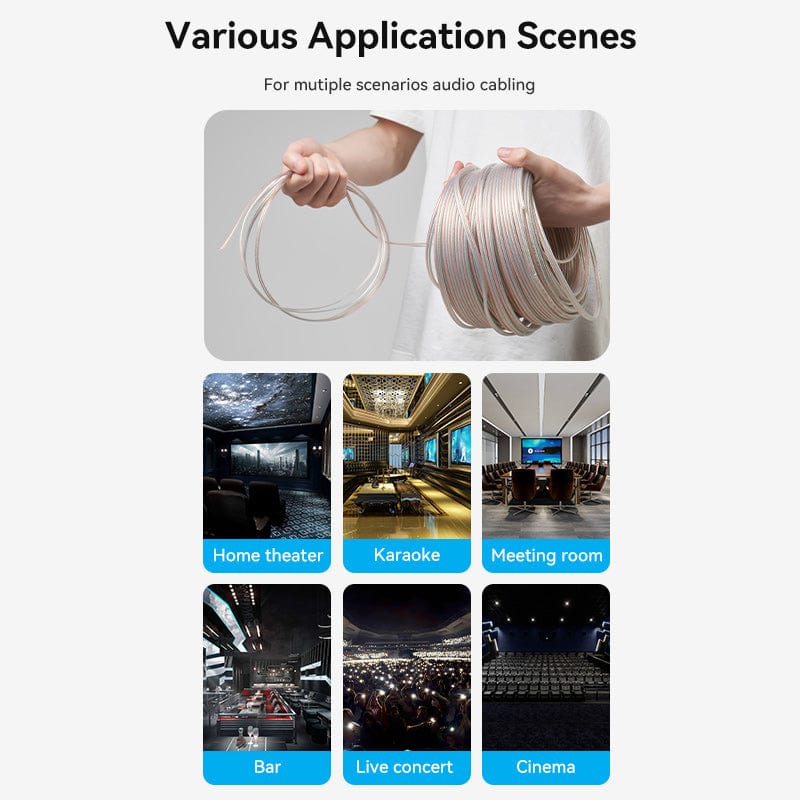 VENTION 2*100 Core Engineering Speaker Cable 100M Transparent