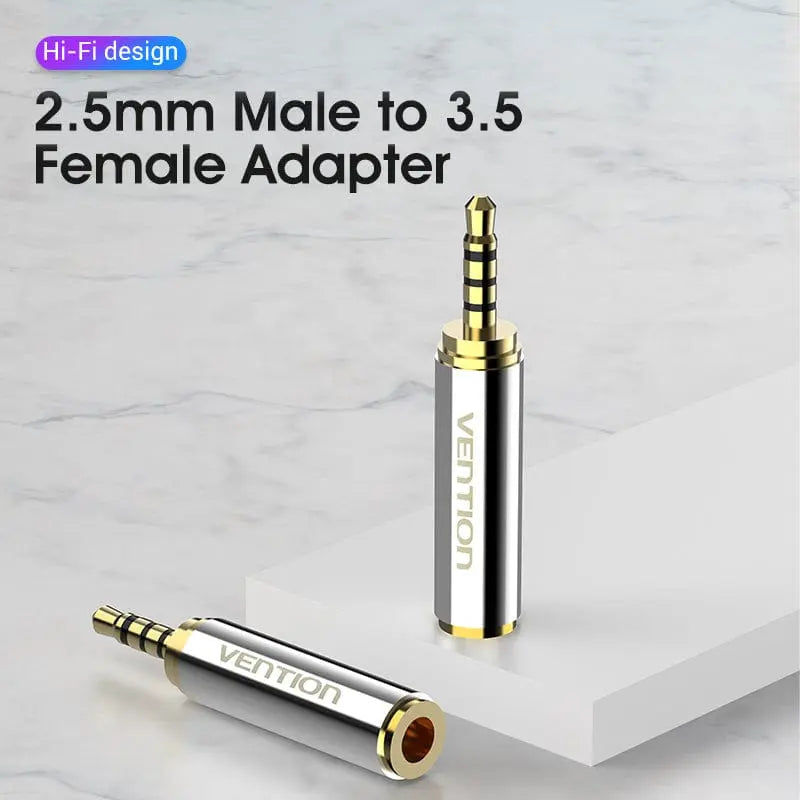 Vention 2.5mm Male to 3.5mm Female Audio Adapter Silvery Metal Type - Vention