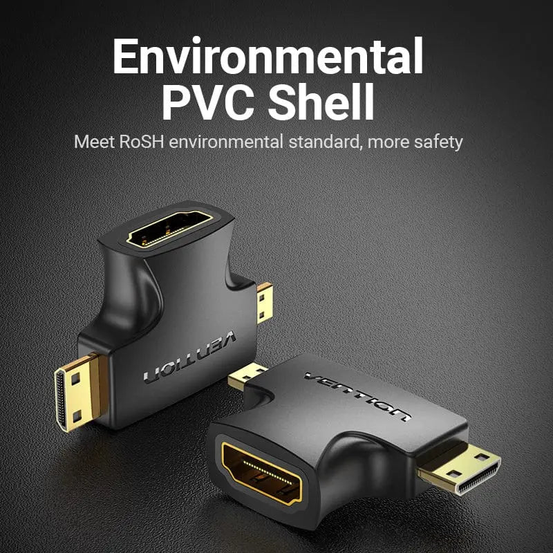 Vention 2 in 1 Mini HDMI™ and Micro HDMI™ Male to HDMI Female Adapter Black - Vention