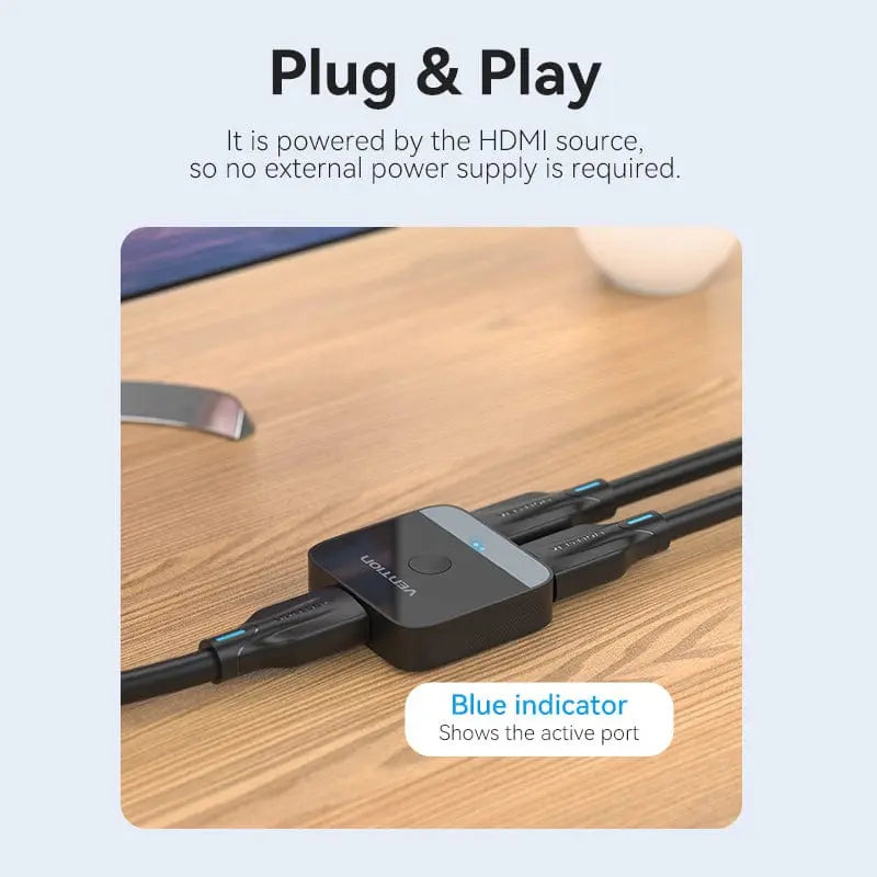 Vention 2-Port HDMI™ Bi-Direction 4K Switcher Black ABS Type - Vention