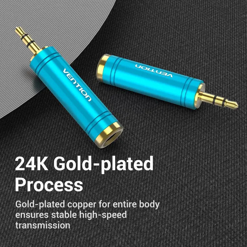 Vention 3.5mm Male to 6.35mm Female Audio Adapter Blue Aluminum Alloy Type - Vention