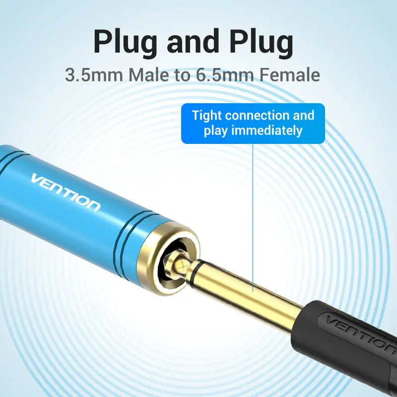 Vention 3.5mm Male to 6.35mm Female Audio Adapter Blue Aluminum Alloy Type - Vention