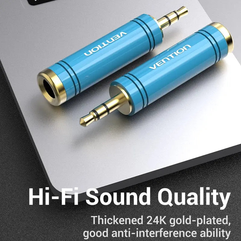 Vention 3.5mm Male to 6.35mm Female Audio Adapter Blue Aluminum Alloy Type - Vention