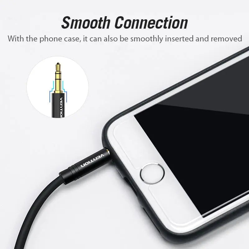 Vention 3.5mm Male to 90°Male Audio Cable Black Metal Type - Vention
