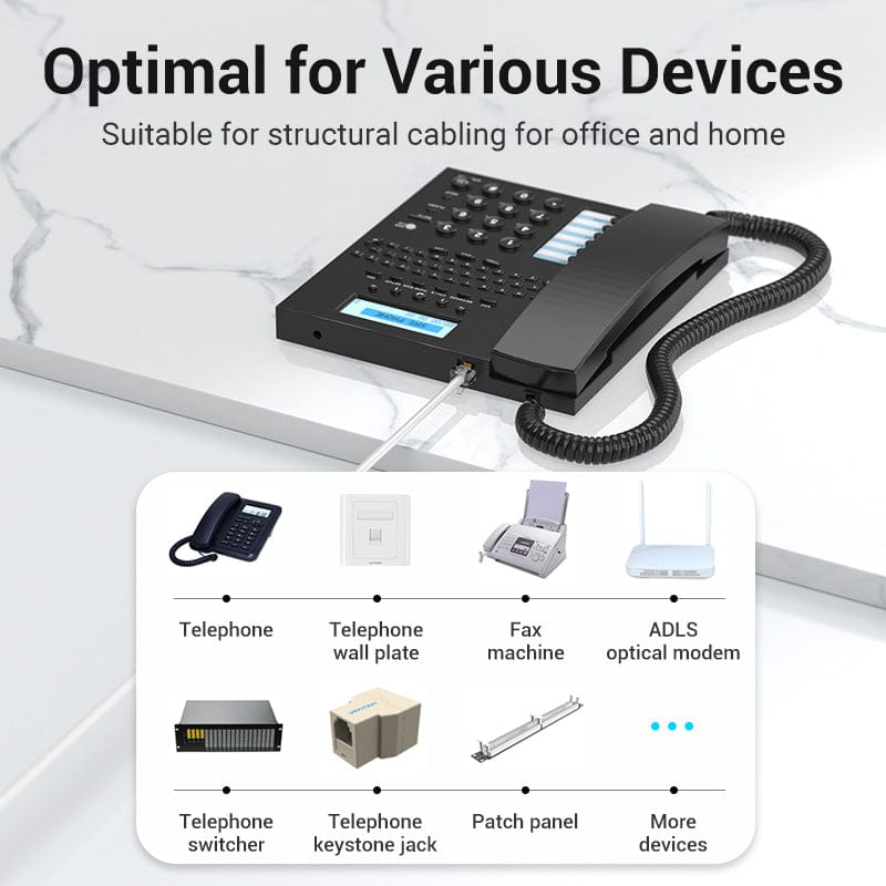 VENTION 4 Core Telephone Cable 100M White
