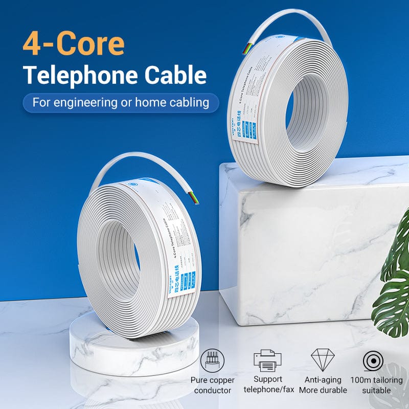 VENTION 4 Core Telephone Cable 100M White