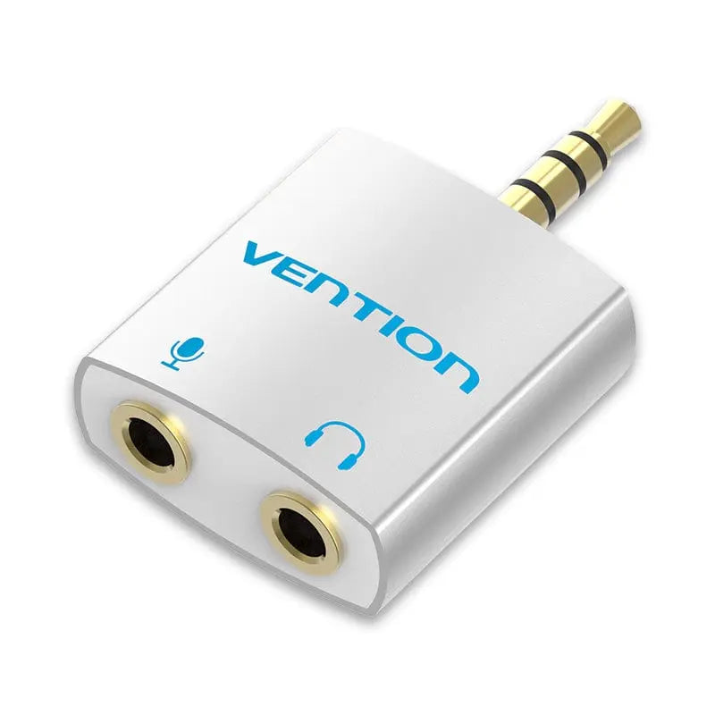 Vention 4 Pole 3.5mm Male to 2*3.5mm Female Audio Adapter Silvery Metal Type - Vention