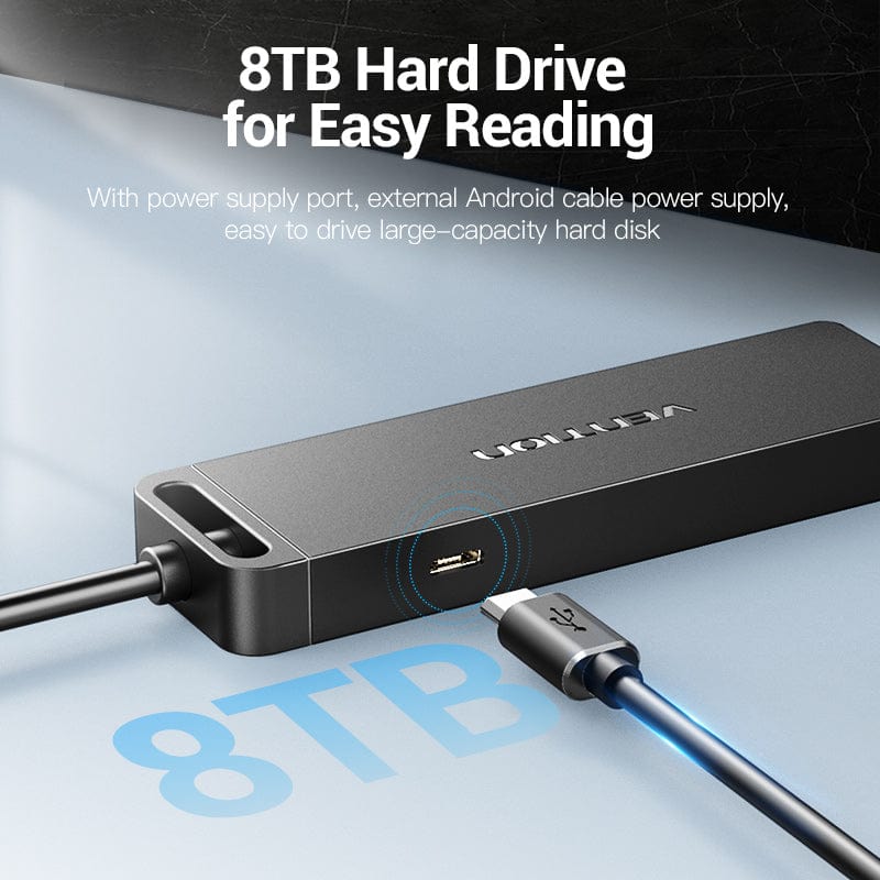VENTION 4-Port USB 2.0 Hub With Power Supply Black