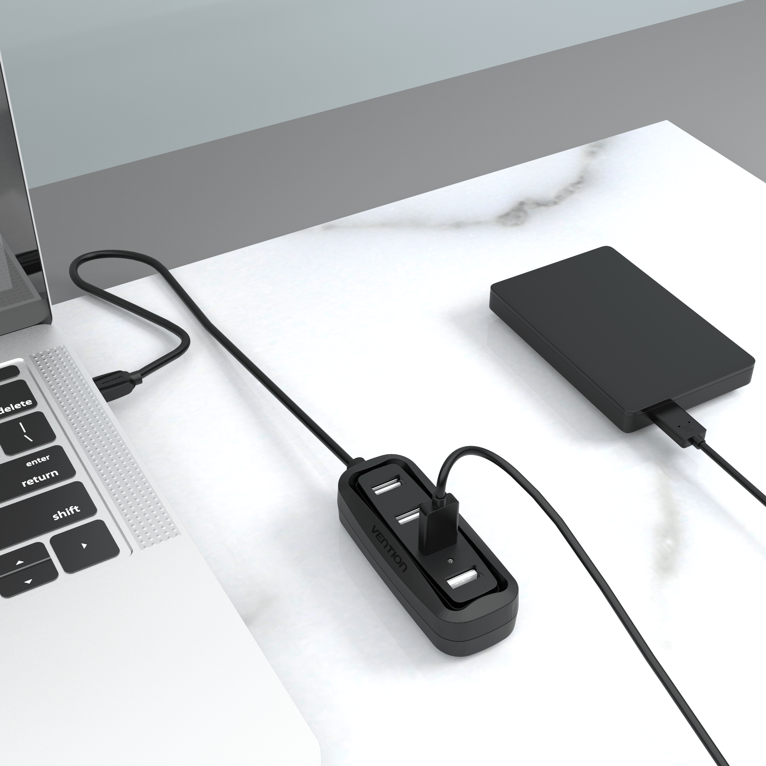 VENTION 4 Ports USB2.0 HUB Black(ABS)