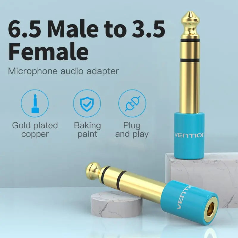 Vention 6.35mm Male to 3.5mm Female Audio Adapter Blue Aluminum Alloy Type - Vention