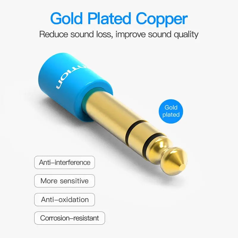 Vention 6.35mm Male to 3.5mm Female Audio Adapter Blue Aluminum Alloy Type - Vention