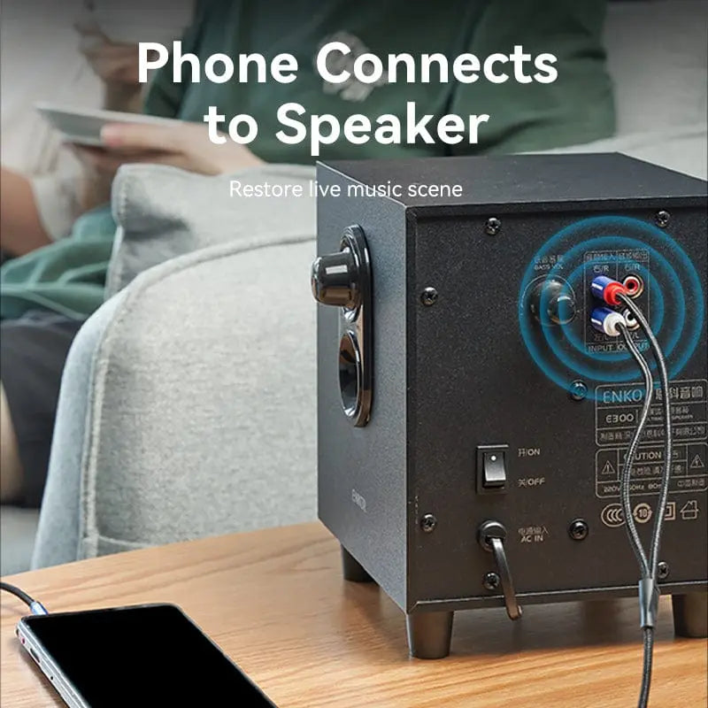 Vention Cotton Braided 3.5mm Male to 2RCA Male Audio Cable Blue Aluminum Alloy Type - Vention