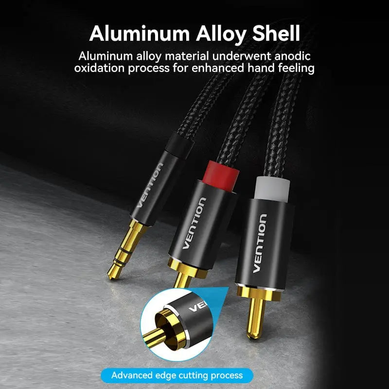 Vention Cotton Braided 3.5mm Male to 2RCA Male Audio Cable Blue Aluminum Alloy Type - Vention