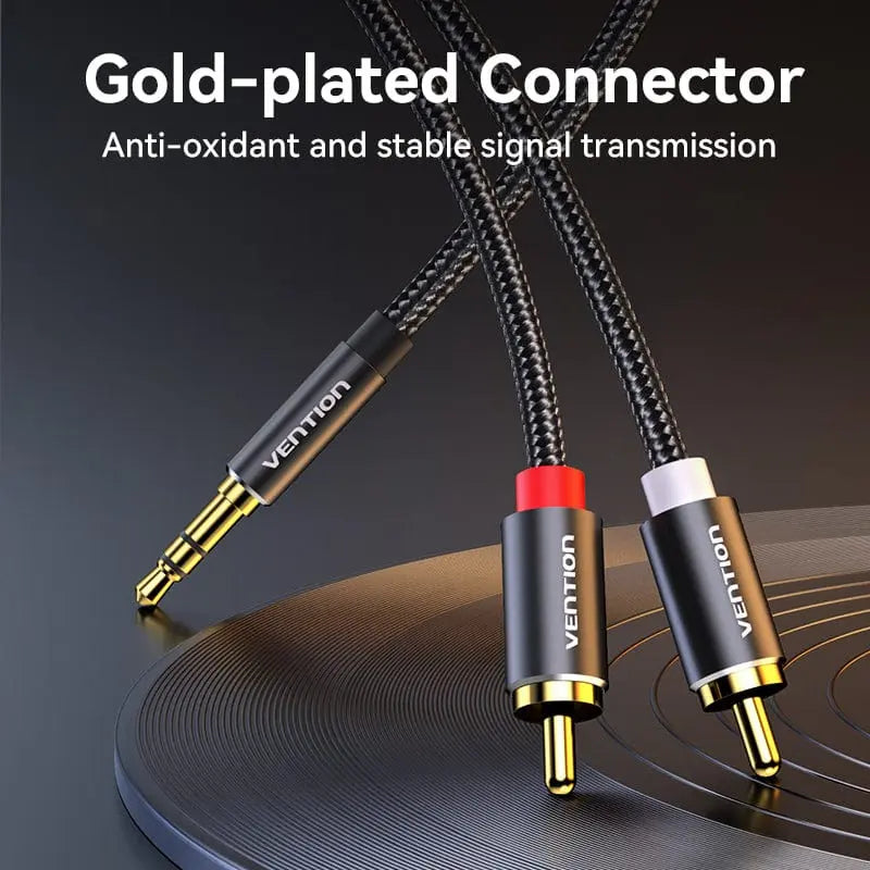 Vention Cotton Braided 3.5mm Male to 2RCA Male Audio Cable Blue Aluminum Alloy Type - Vention