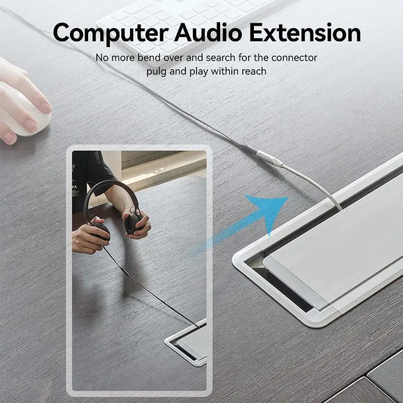 Vention Cotton Braided 3.5mm Male to 3.5mm Female Audio Extension Cable Silver Aluminum Alloy Type - Vention