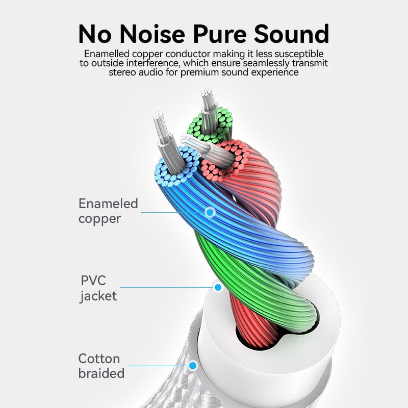 VENTION Cotton Braided 3.5mm Male to 3.5mm Female Audio Extension Cable  Silver Aluminum Alloy Type