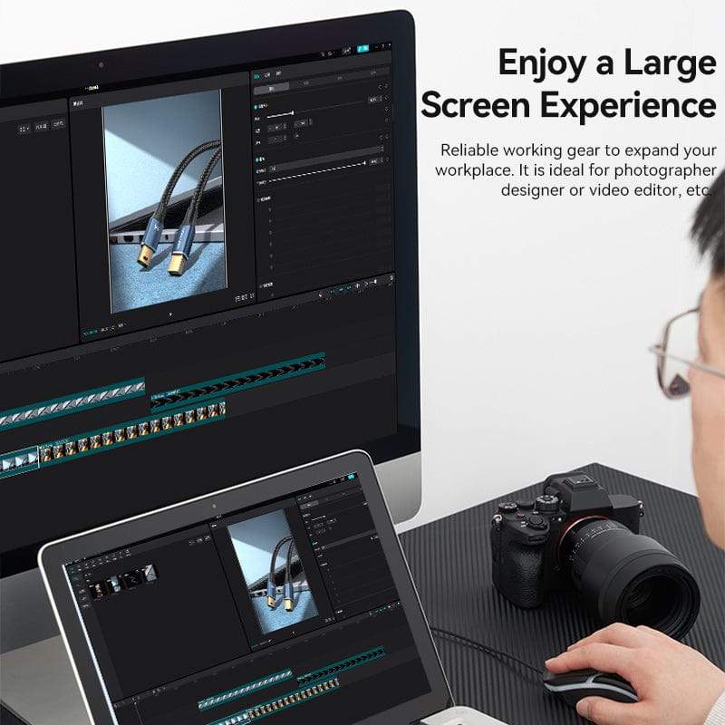 VENTION Cotton Braided Mini DP Male to Male 8K HD Cable Blue Aluminum Alloy Type