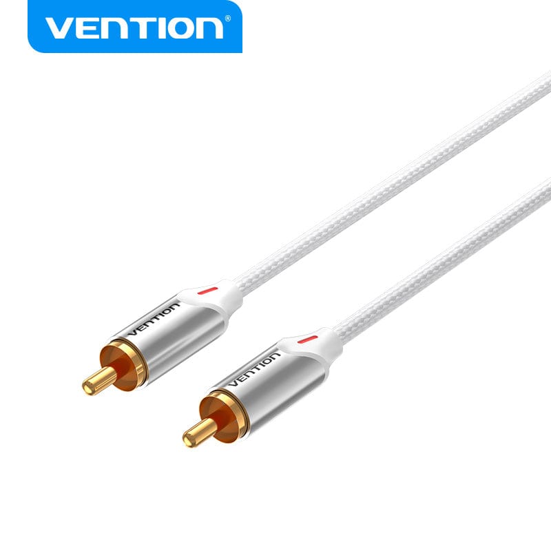 VENTION Cotton Braided RCA Male to Male Audio Cable Silver Aluminum Alloy Type