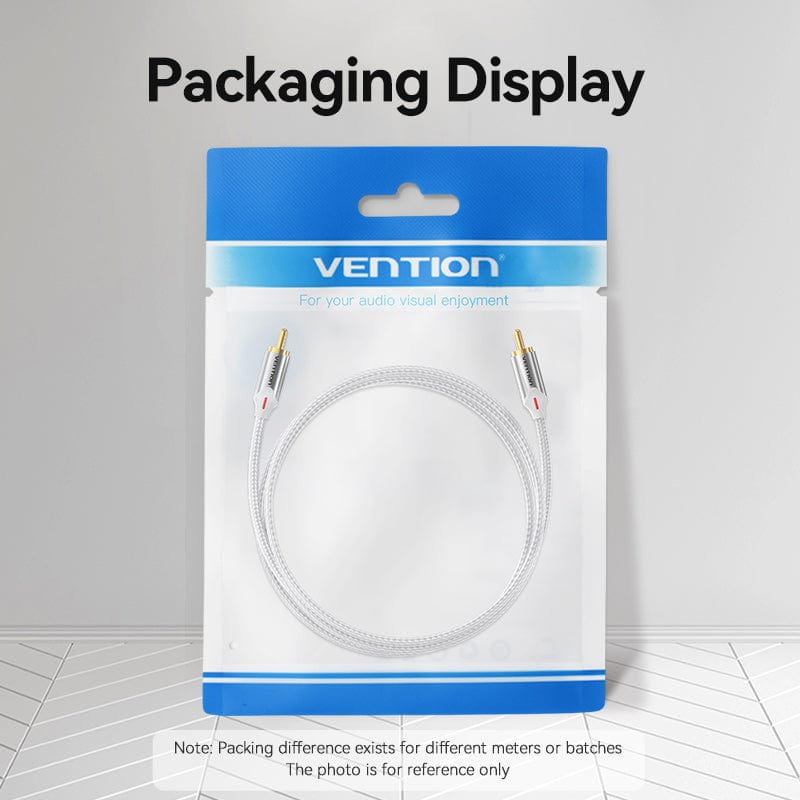 VENTION Cotton Braided RCA Male to Male Audio Cable Silver Aluminum Alloy Type