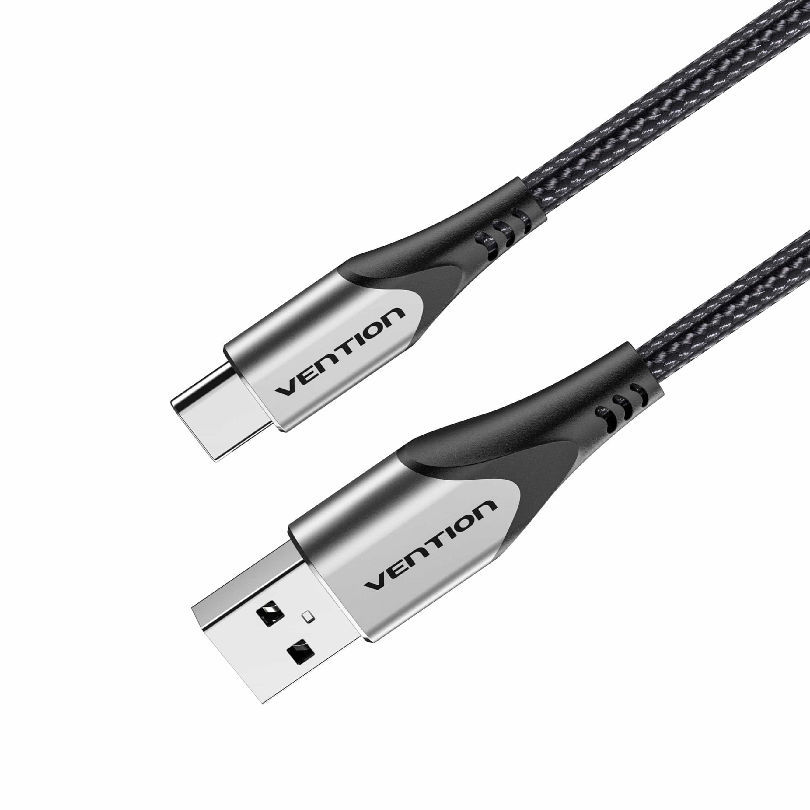 VENTION Cotton Braided USB 2.0 A Male to C Male 3A Cable Gray Aluminum Alloy Type