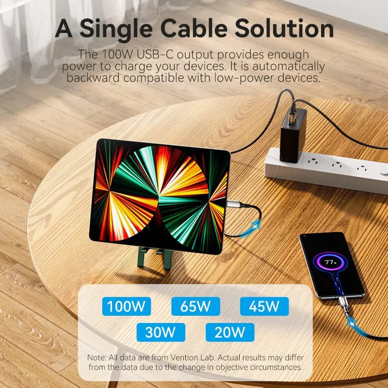 Vention Cotton Braided USB 2.0 C Male to C Male 5A Cable Zinc Alloy Type - Vention