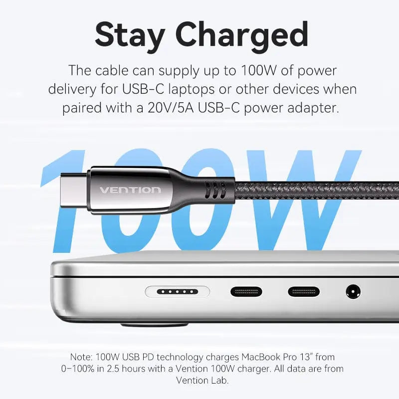 Vention Cotton Braided USB 2.0 C Male to C Male 5A Cable Zinc Alloy Type - Vention