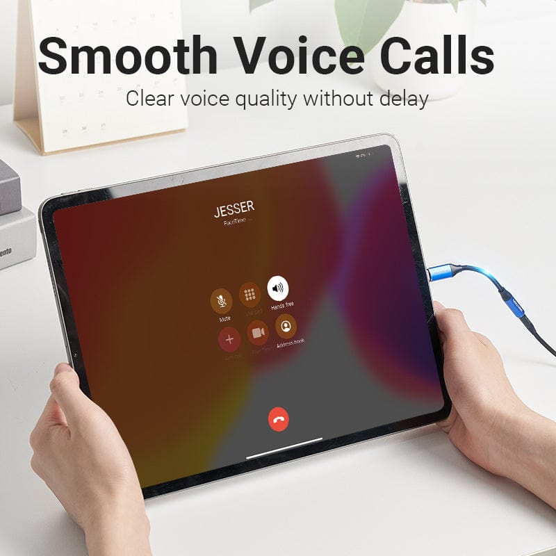 VENTION Cotton Braided USB-C Male to 3.5mm Female Audio Cable(DAC) 0.1M Blue Aluminum Alloy Type