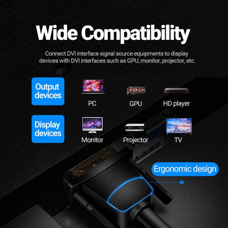 Vention DVI(24+1) Male to Male Cable for Computer Projector Displayer TV