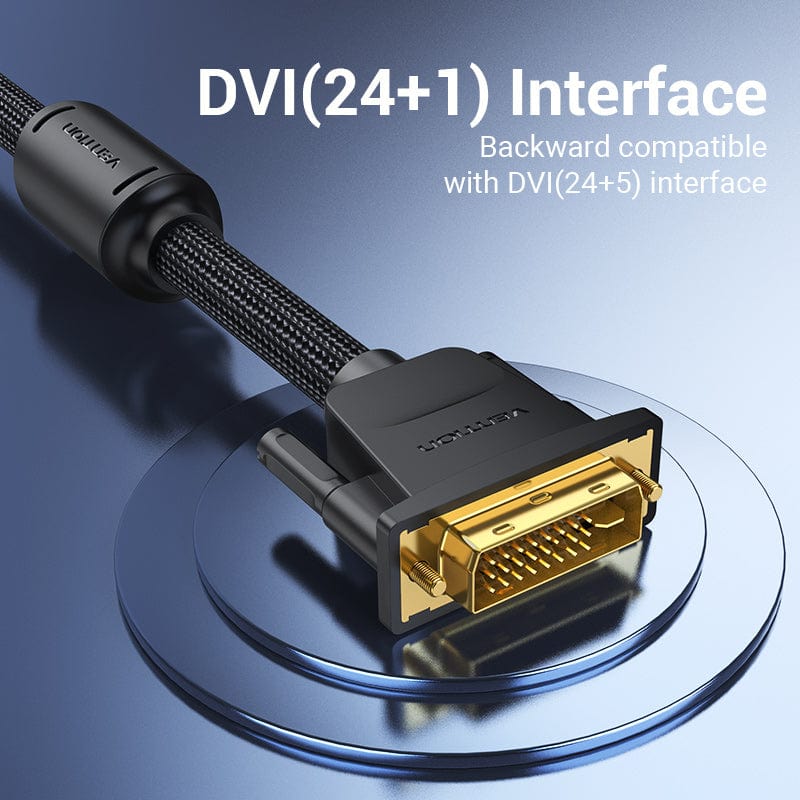 VENTION DVI Cable Male to Male DVI to DVI 24+1 Video Cable 1080P 2K Dual Link for Laptop PC Monitor Projector DVI-D Cord 1m 5m