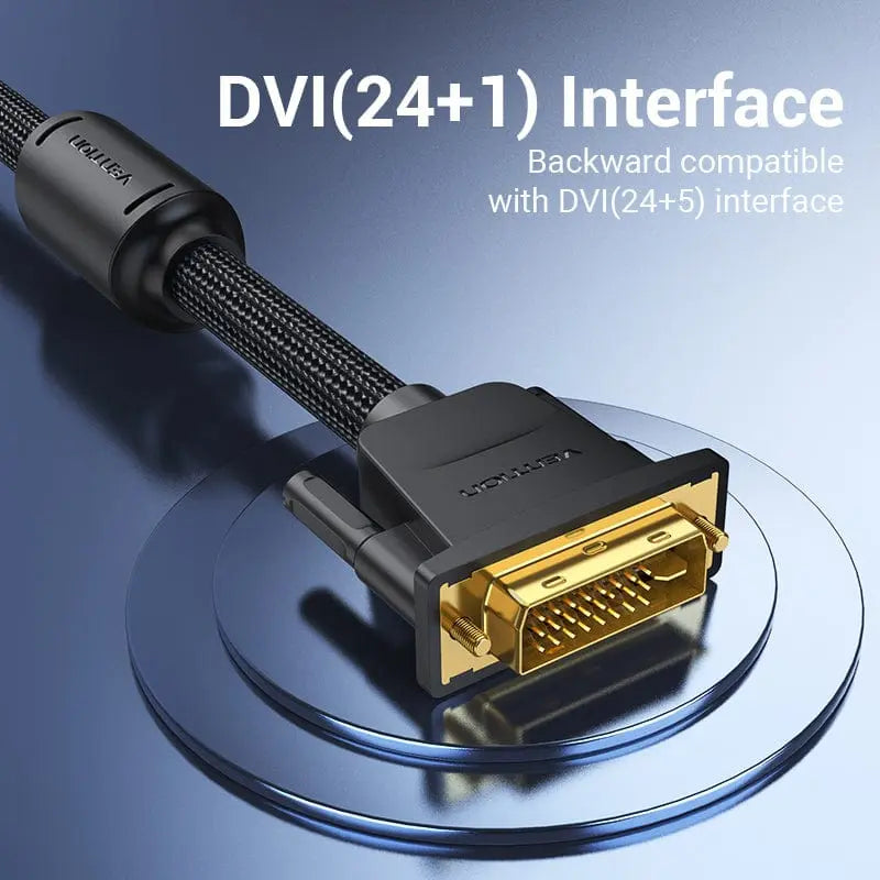 DVI Cable Male to Male DVI to DVI 24+1 Video Cable 1080P 2K Dual Link for Laptop PC Monitor Projector DVI-D Cord 1m 5m - Vention