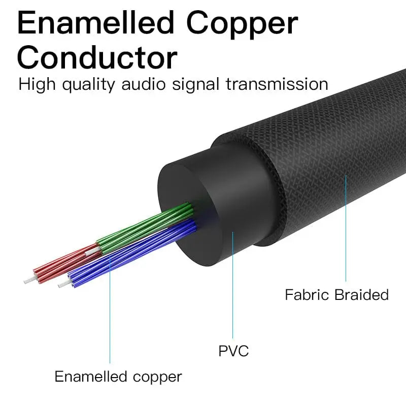 Vention Fabric Braided 3.5mm Male to Male Audio Cable Black Metal Type - Vention