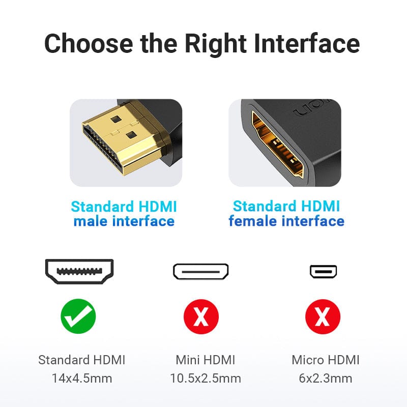 Vention HDMI 270 Degree Male to Female Vertical Flat Adapter for Laptop/Desktop/TV Box