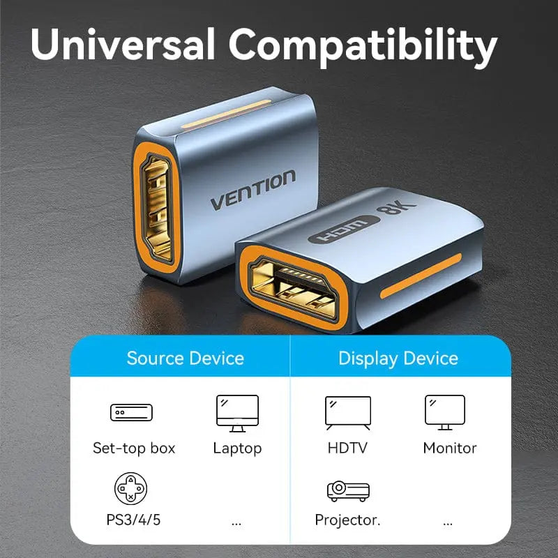 Vention HDMI™-A Female to Female 8K Adapter Gray Aluminum Alloy Type - Vention