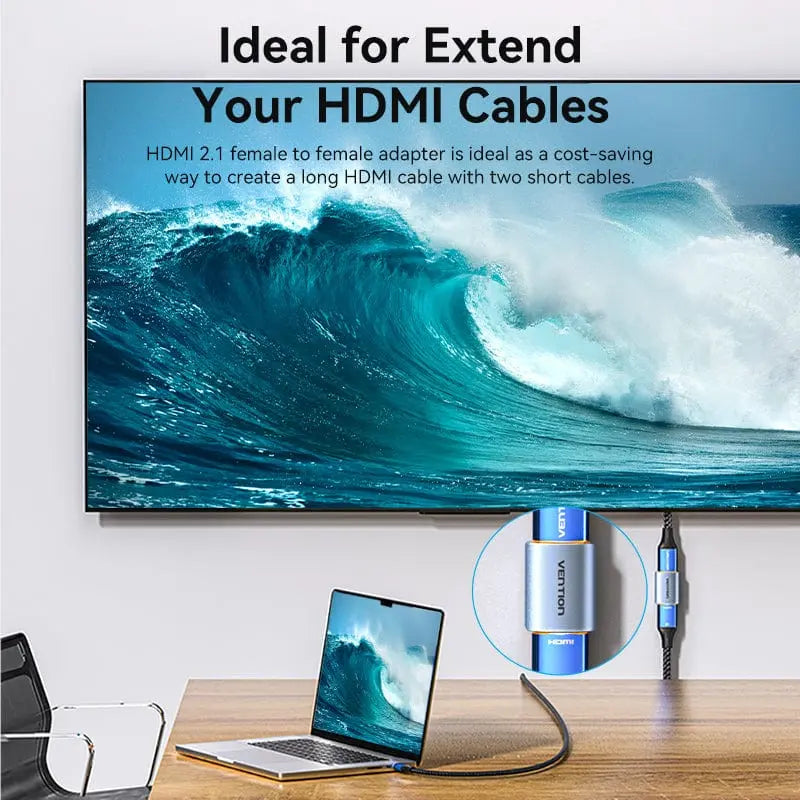 Vention HDMI™-A Female to Female 8K Adapter Gray Aluminum Alloy Type - Vention