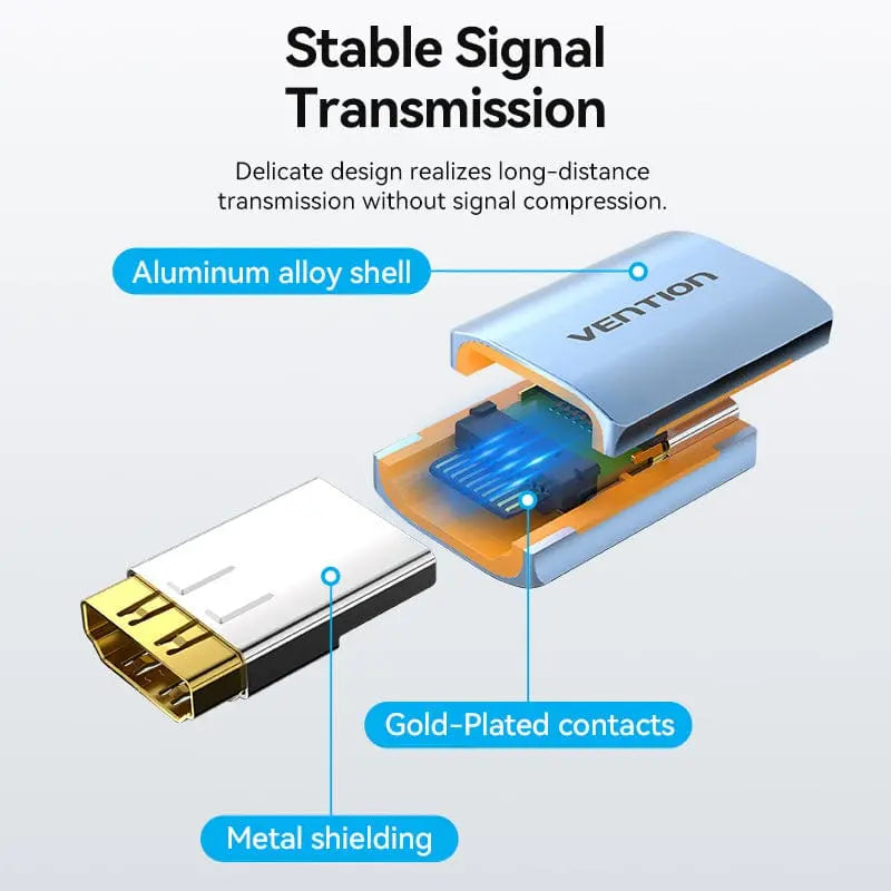 Vention HDMI™-A Female to Female 8K Adapter Gray Aluminum Alloy Type - Vention
