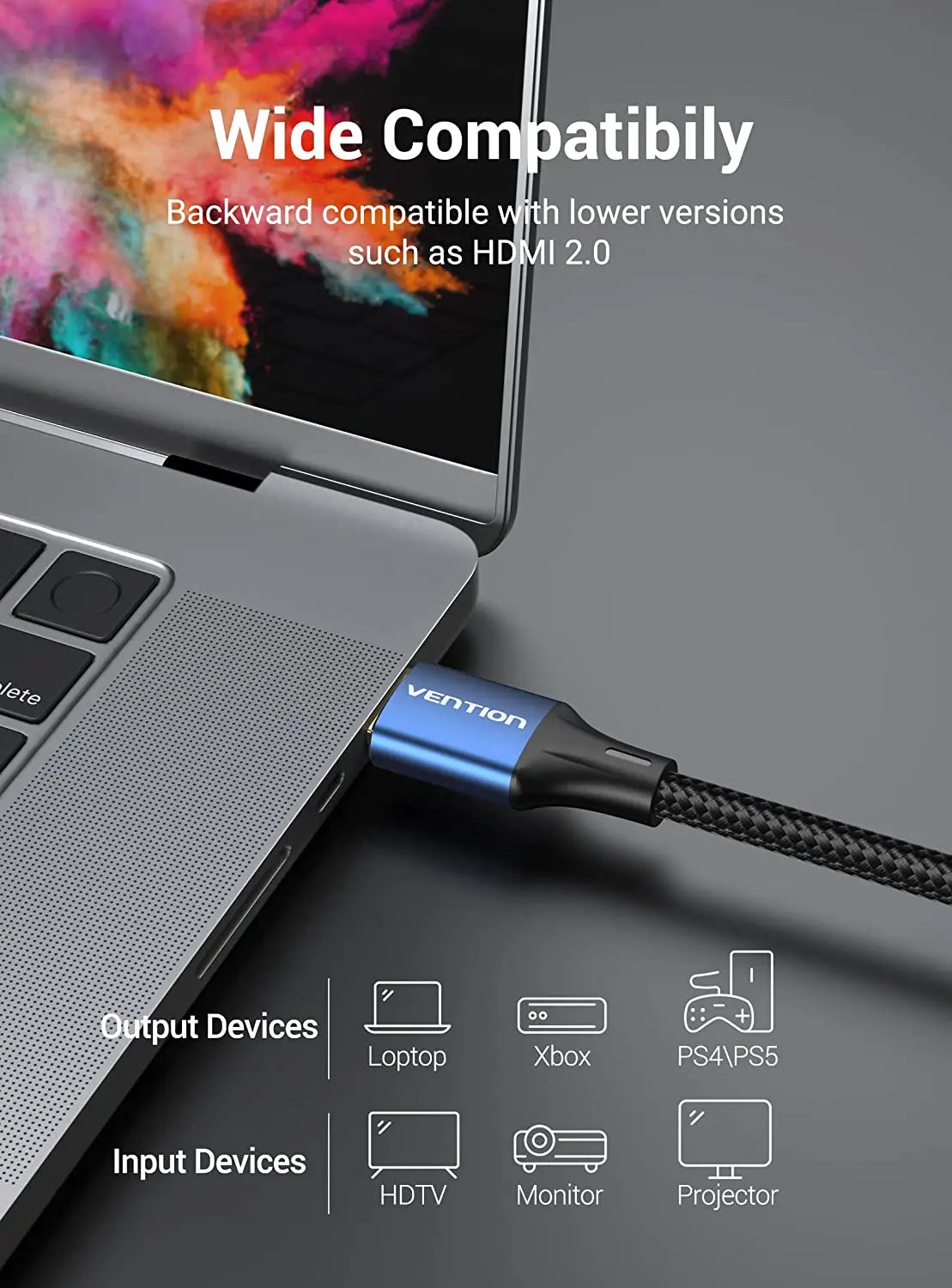 Vention Cotton Braided HDMI™-A Male to Male HD Cable 8K Aluminum Alloy Type - Vention