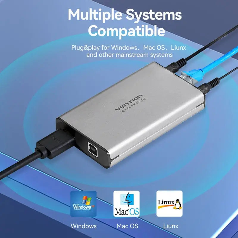 Vention HDMI™ Network Cable Extender 160M Gray Aluminum Alloy Type EU Standard - Vention