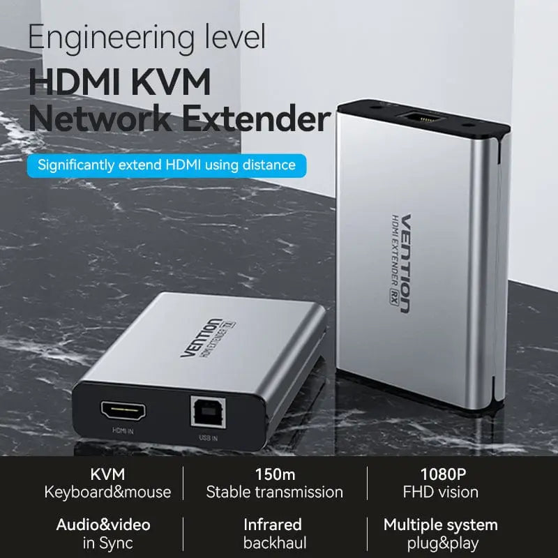 Vention HDMI™ Network Cable Extender 160M Gray Aluminum Alloy Type EU Standard - Vention