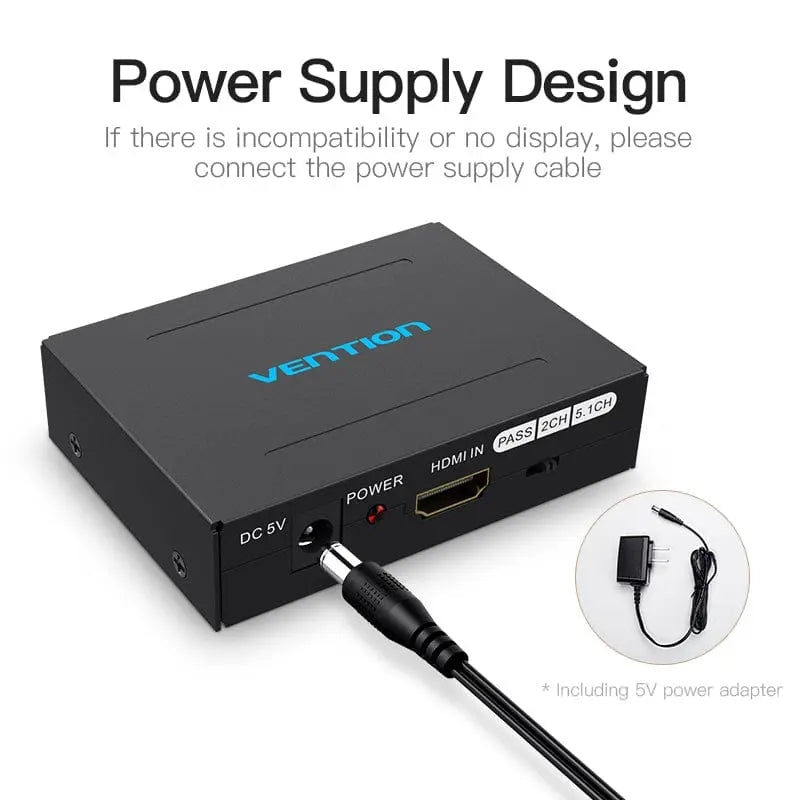Vention HDMI™ to HDMI™/Optical Fiber Audio/2RCA Audio Converter Black EU Standard - Vention
