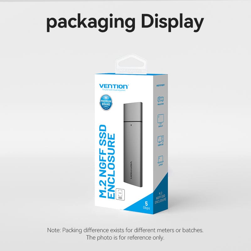 VENTION M.2 NGFF SSD Enclosure (USB 3.1 Gen 1-C) Gray Aluminum Alloy Type