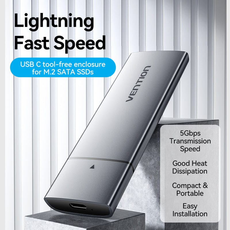VENTION M.2 NGFF SSD Enclosure (USB 3.1 Gen 1-C) Gray Aluminum Alloy Type