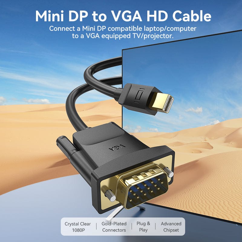 Vention Mini DP Male to VGA Male HD Cable for laptop computer TV