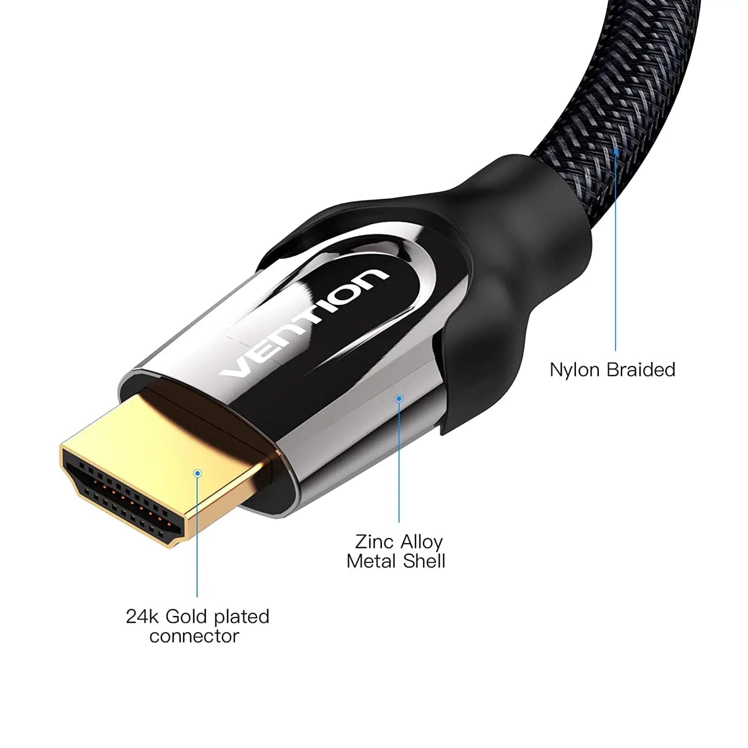 Vention Nylon Braided HDMI™ Cable Black Metal Type - Vention