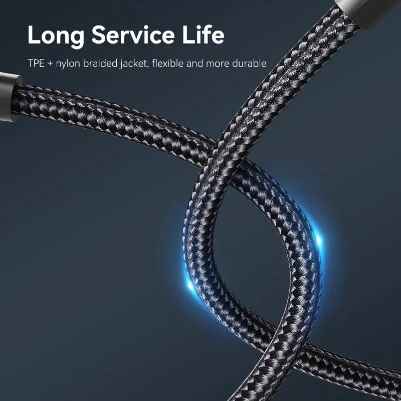 Vention Nylon Braided USB 2.0 C Male to C Male 3A Cable LED Type - Vention