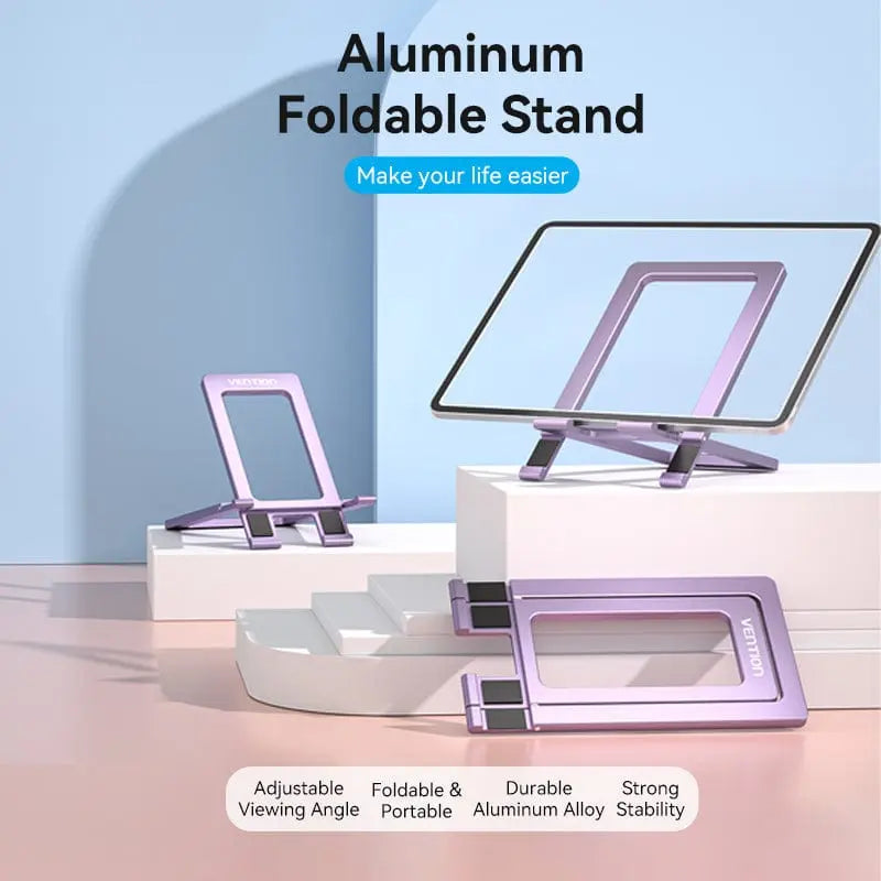 Vention Portable Cell Phone Stand Holder for Desk Aluminum Alloy Type Gray - Vention