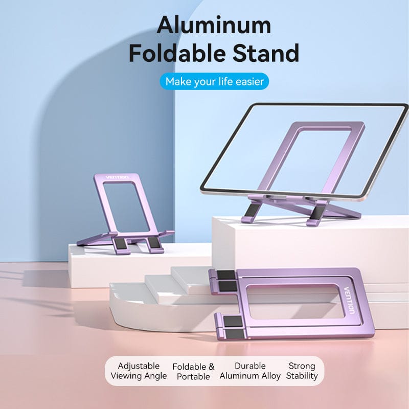 Vention Portable Cell Phone Stand Holder for Desk Aluminum Alloy Type Gray