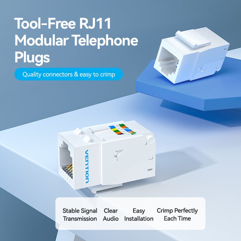 VENTION RJ11 Telephone Toolless Modular Jack White